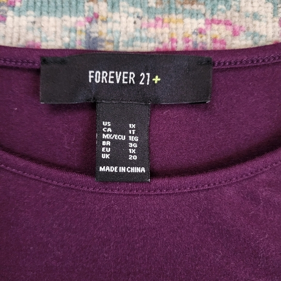 Forever 21 Women's Plum Lg Sleeve Adjustable Lenght Side Gathering Dress, sz 1XL - Picture 2 of 9